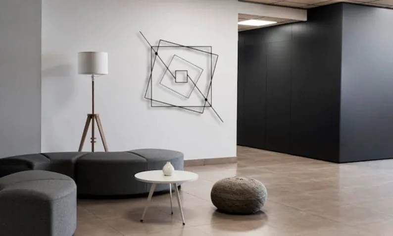 Minimalist Geometric Squares Metal Wall Art