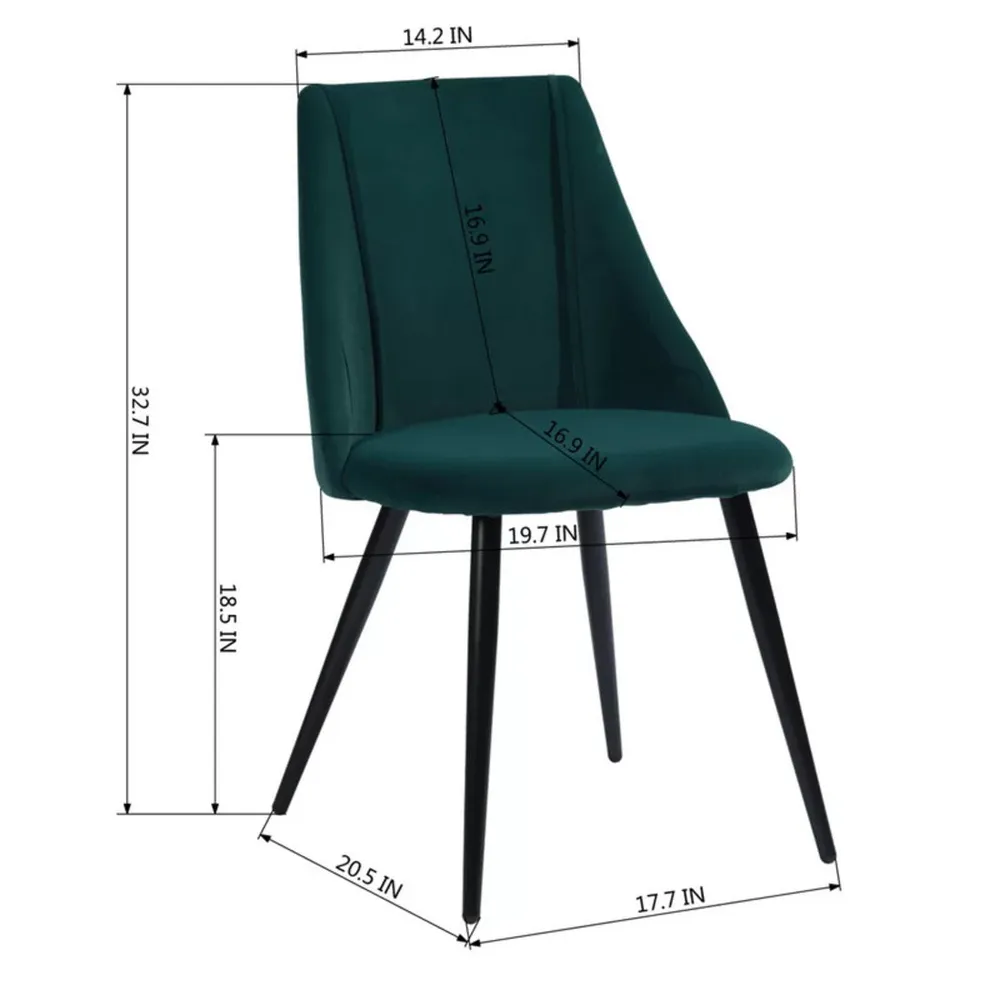 Minimalist Green Velvet Dining Chair Single Piece