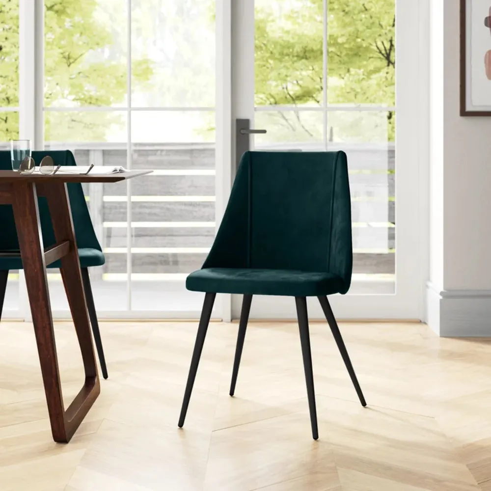 Minimalist Green Velvet Dining Chair Single Piece