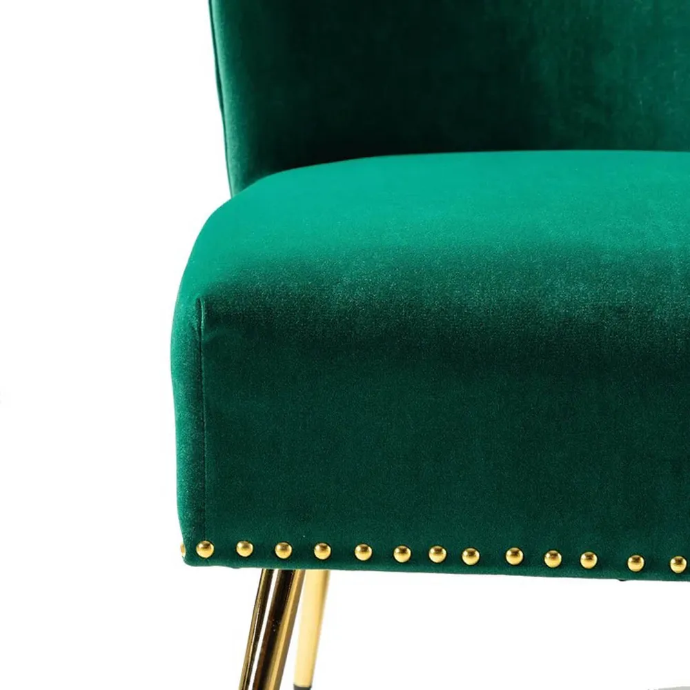Minimalist Green Velvet Lounge Chairs Set Of 2 Single