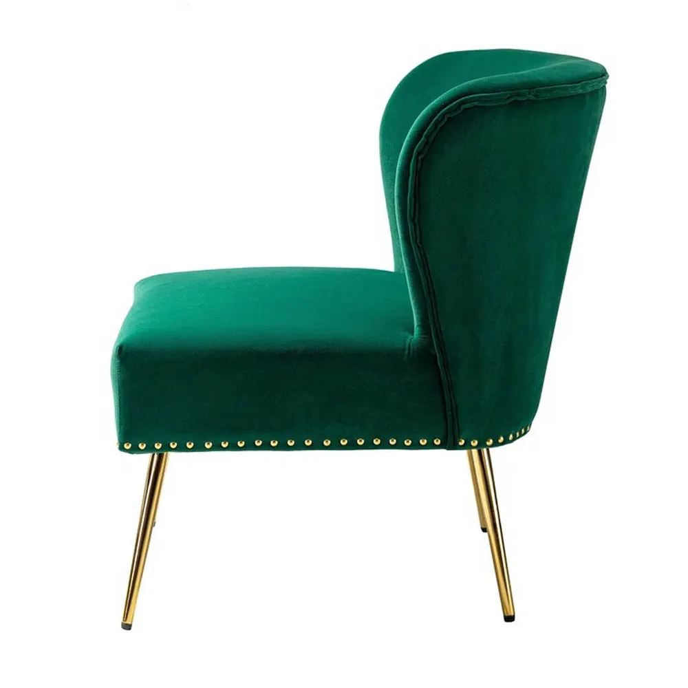 Minimalist Green Velvet Lounge Chairs Set Of 2 Single