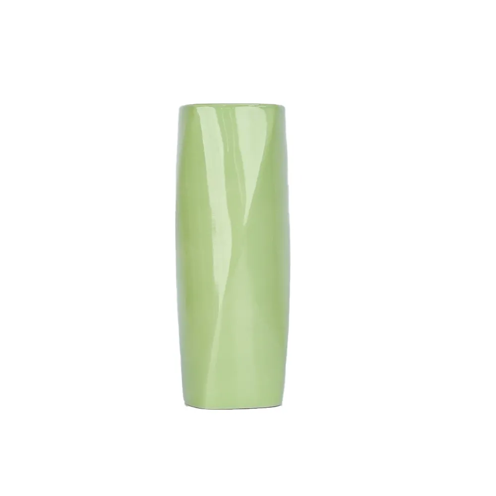 Minimalist Green & Yellow Rectangular Ceramic Vases Set Of 2