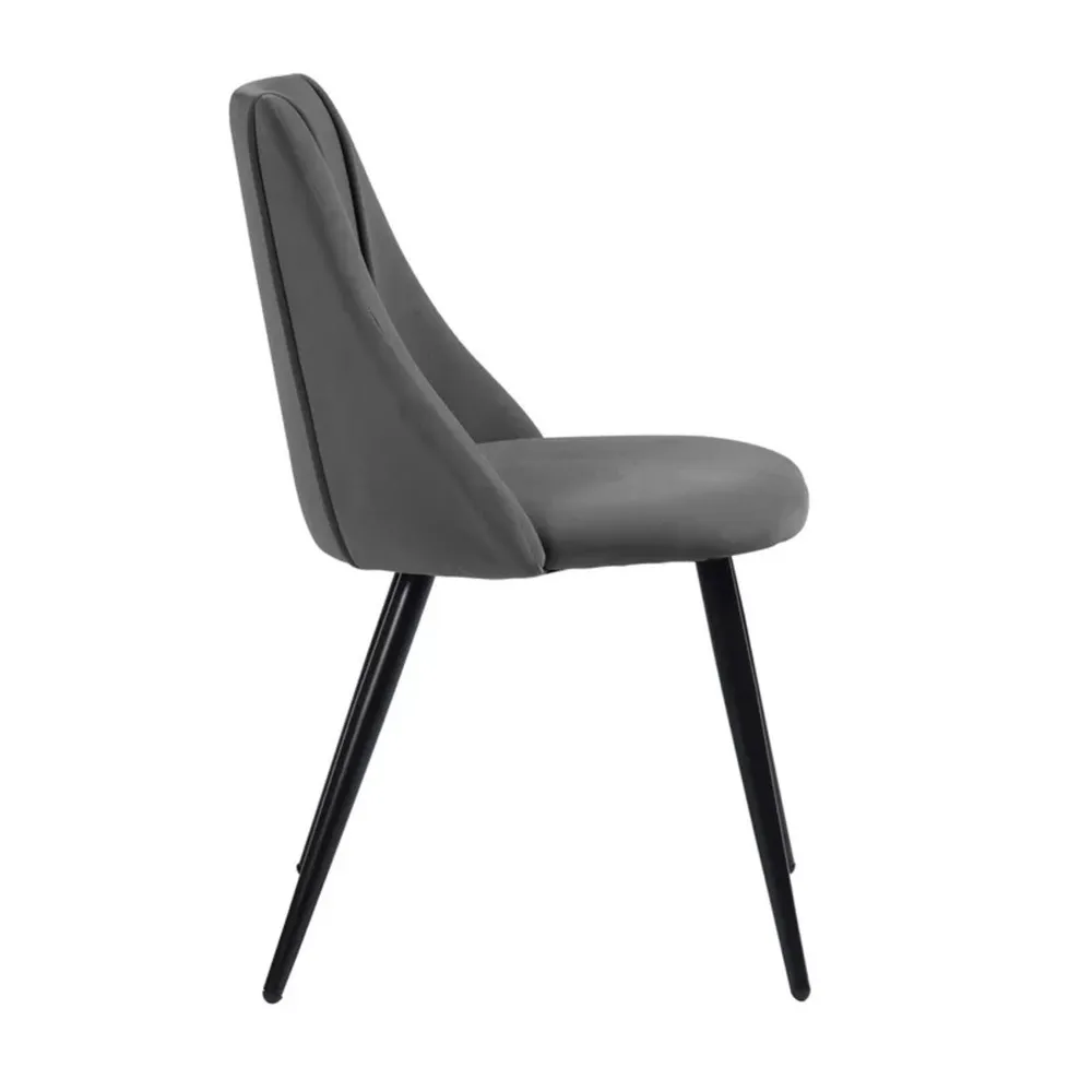 Minimalist Grey Velvet Dining Chair Single Piece