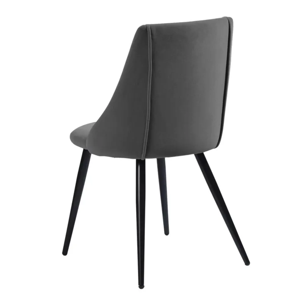 Minimalist Grey Velvet Dining Chair Single Piece