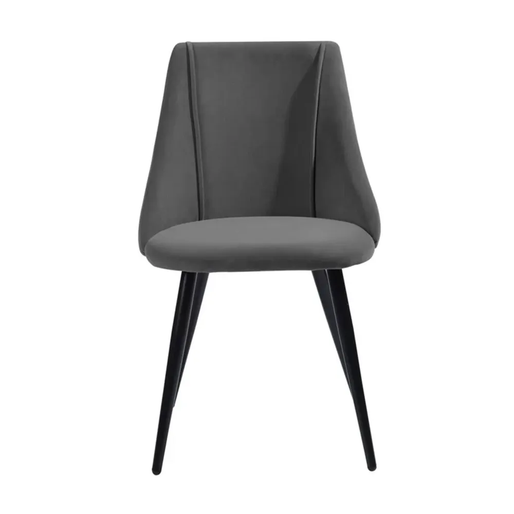 Minimalist Grey Velvet Dining Chair Single Piece