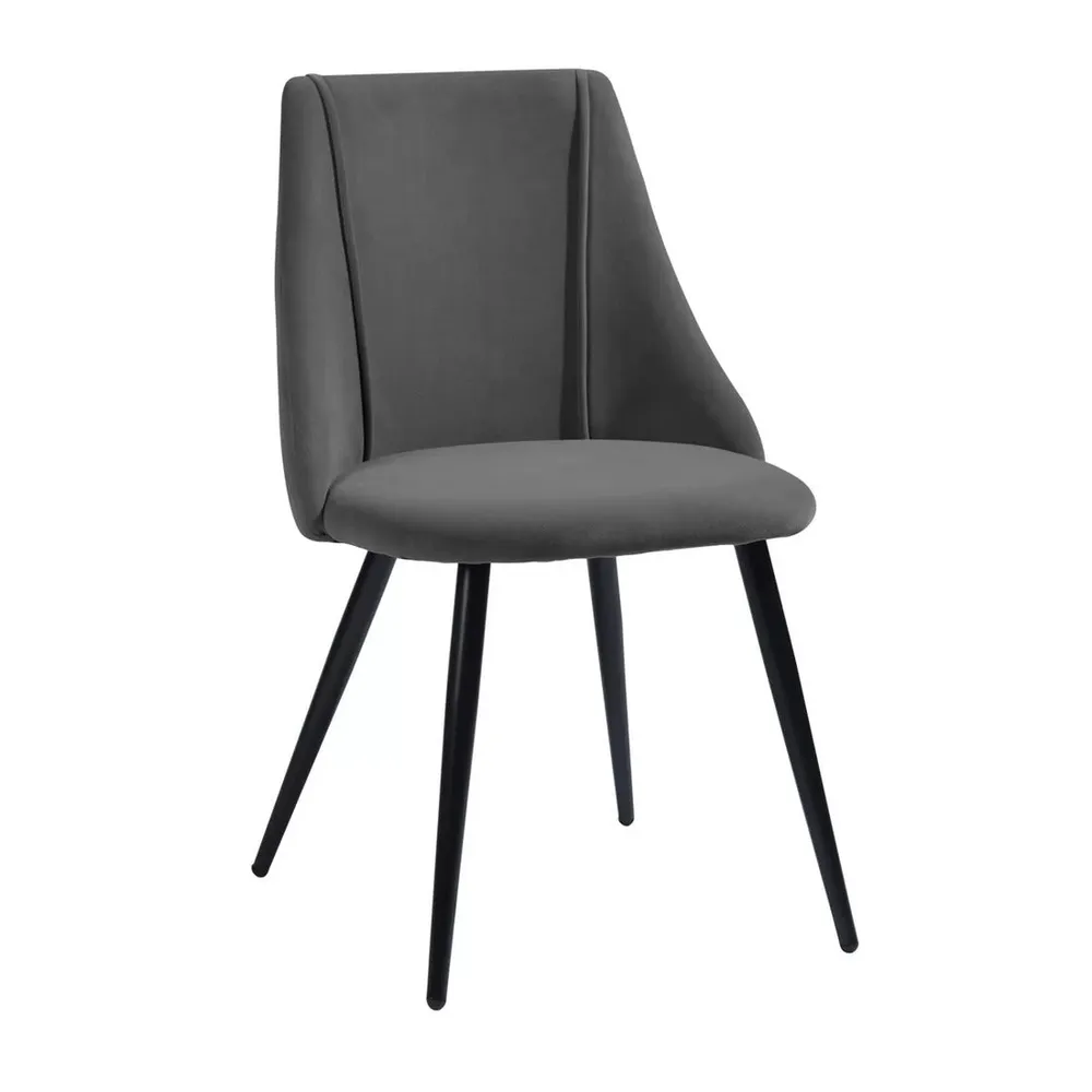 Minimalist Grey Velvet Dining Chair Single Piece