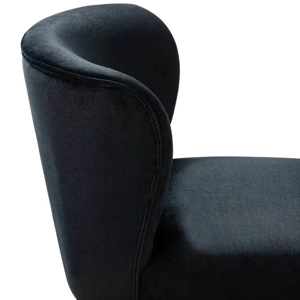Minimalist Jet Black Velvet Lounge Chairs Set Of 2 Single