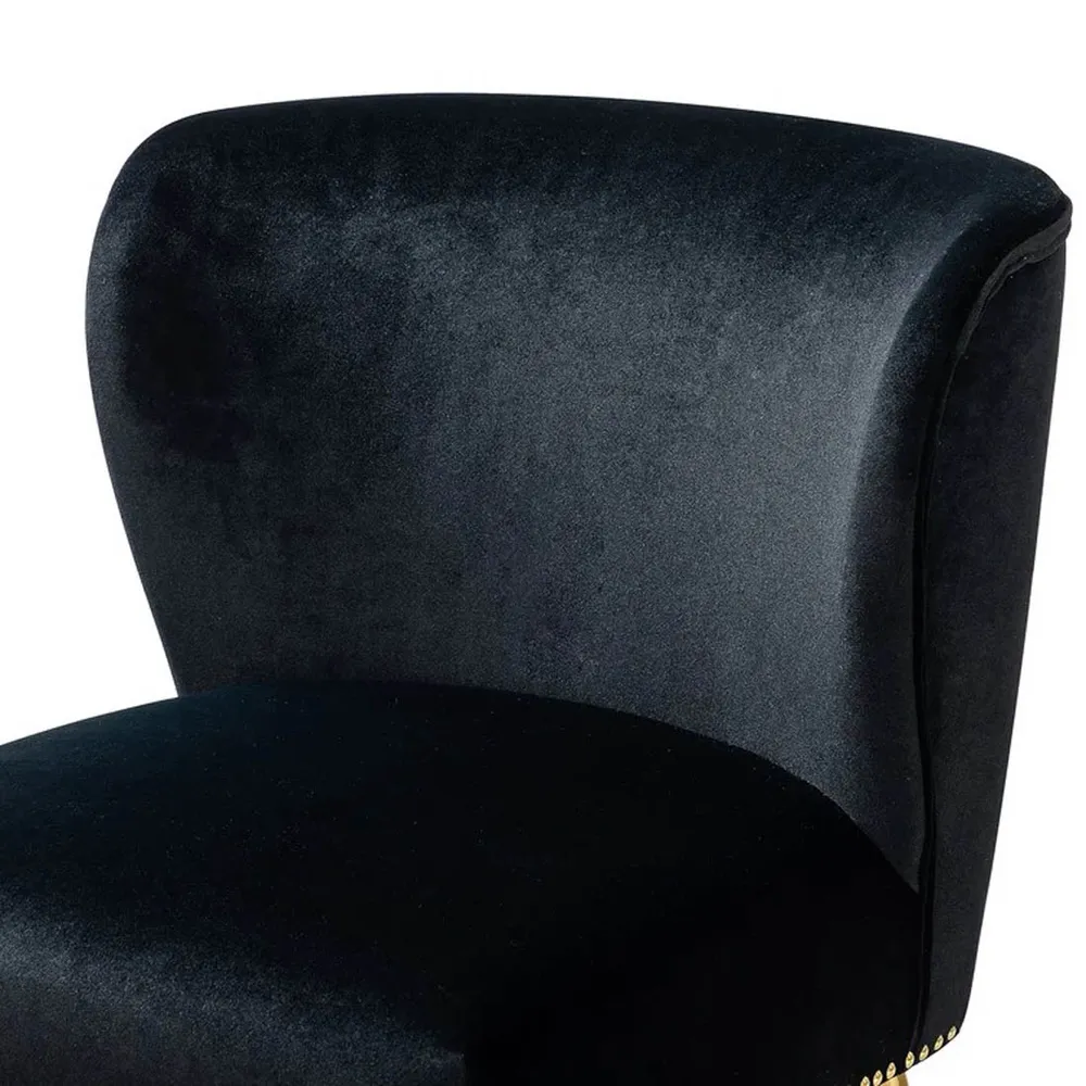 Minimalist Jet Black Velvet Lounge Chairs Set Of 2 Single