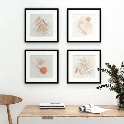 Minimalist Leaves Framed Wall Art Set of 4