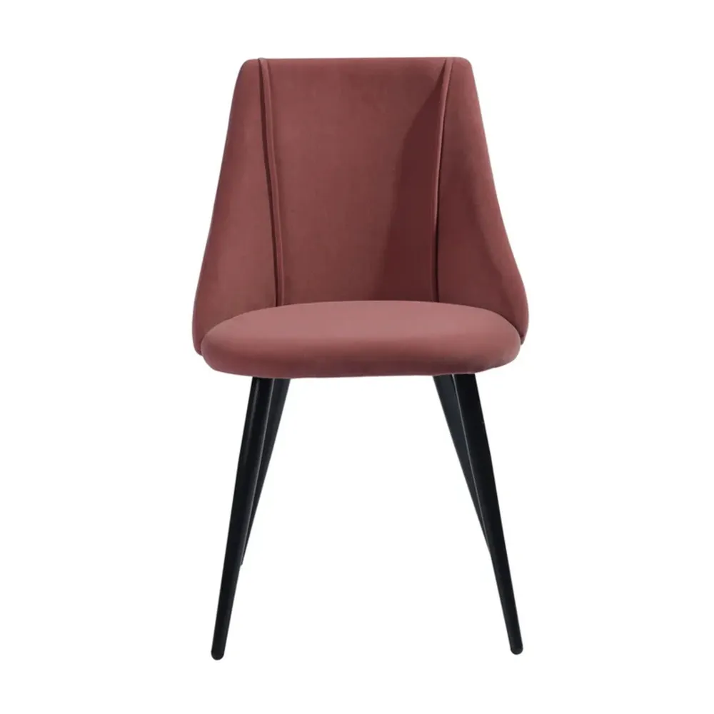 Minimalist Light Brown Velvet Dining Chair Single Piece
