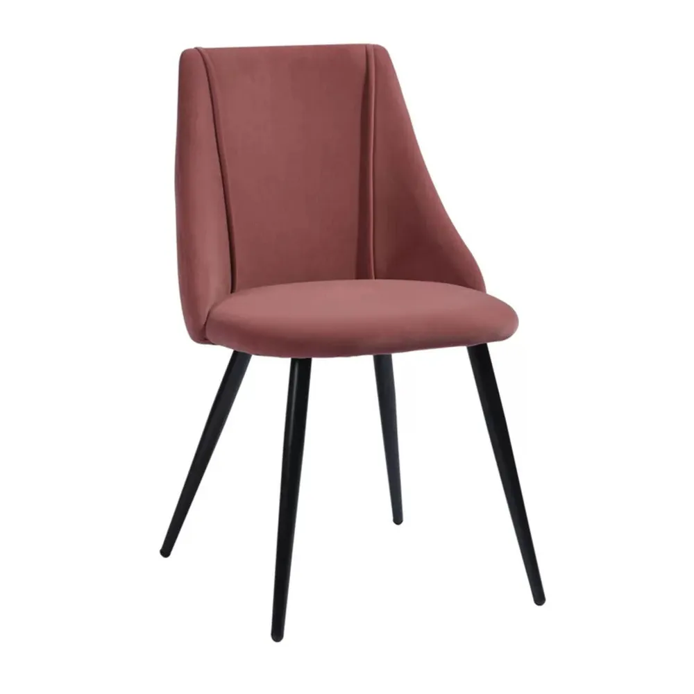 Minimalist Light Brown Velvet Dining Chair Single Piece