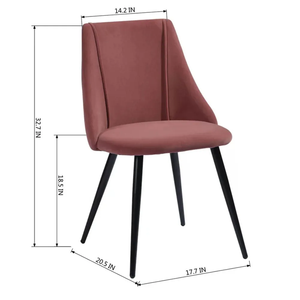 Minimalist Light Brown Velvet Dining Chair Single Piece