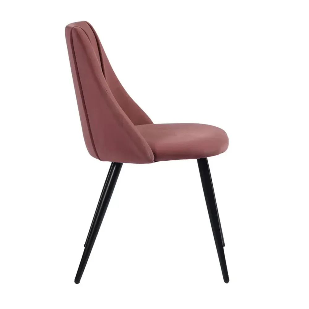 Minimalist Light Brown Velvet Dining Chair Single Piece