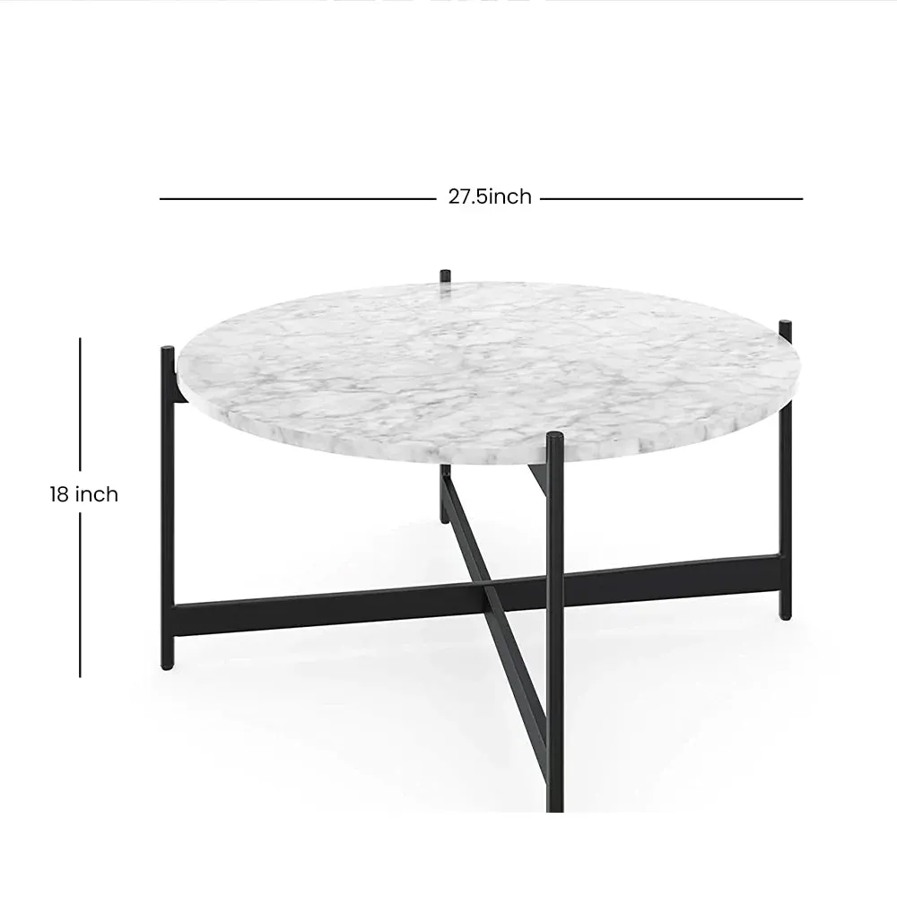 Minimalist Matte Black Metal Centre Table In Criss Cross Design