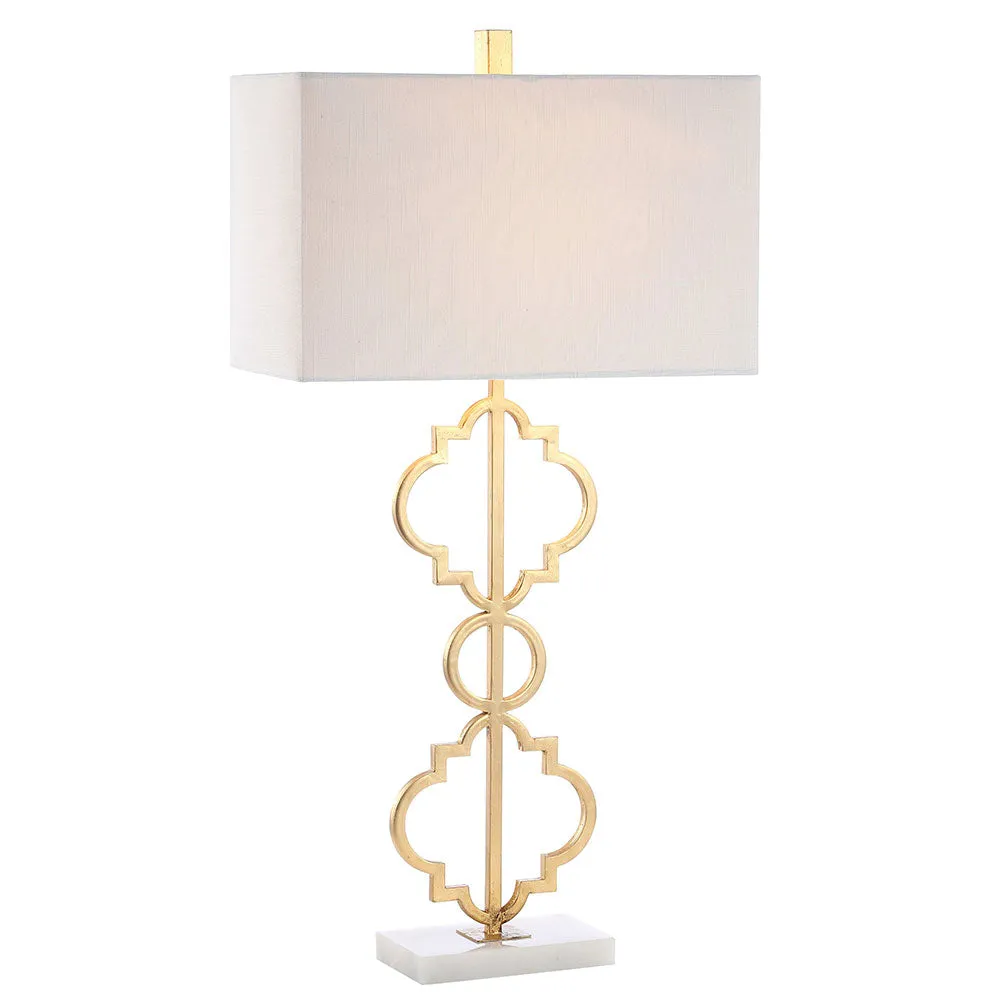 Minimalist Off White Shaded Matte Gold Table Lamp