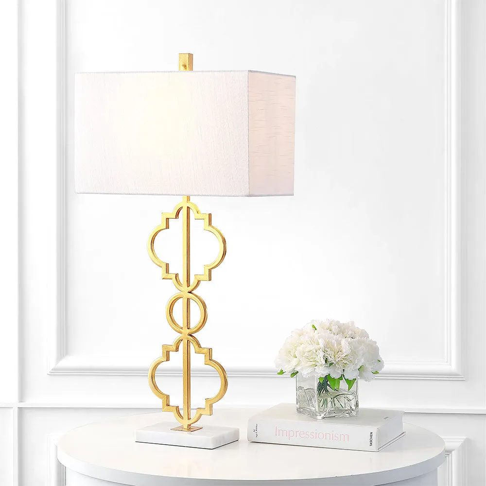 Minimalist Off White Shaded Matte Gold Table Lamp