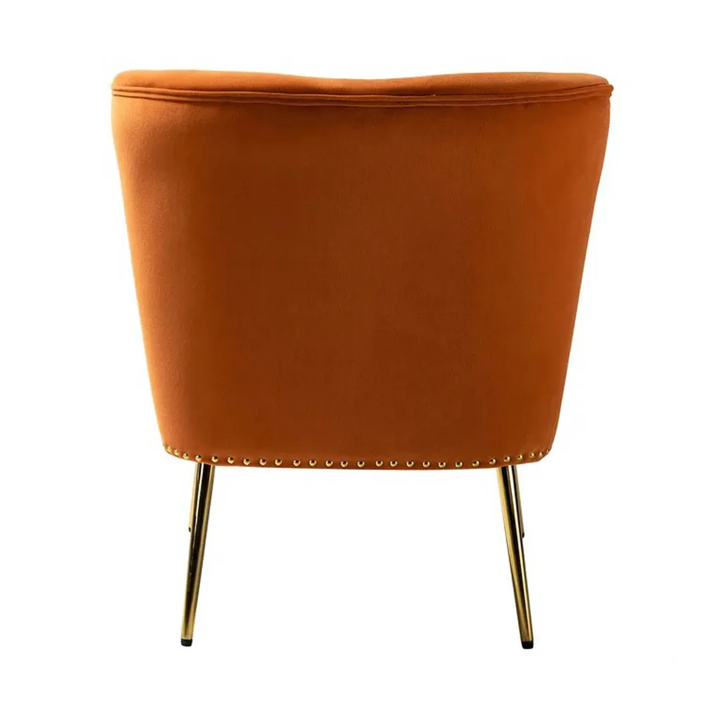 Minimalist Orange Velvet Lounge Chairs Set Of 2 Single