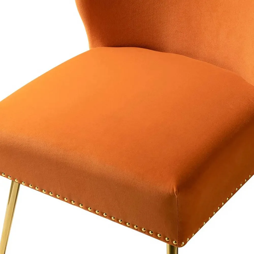 Minimalist Orange Velvet Lounge Chairs Set Of 2 Single