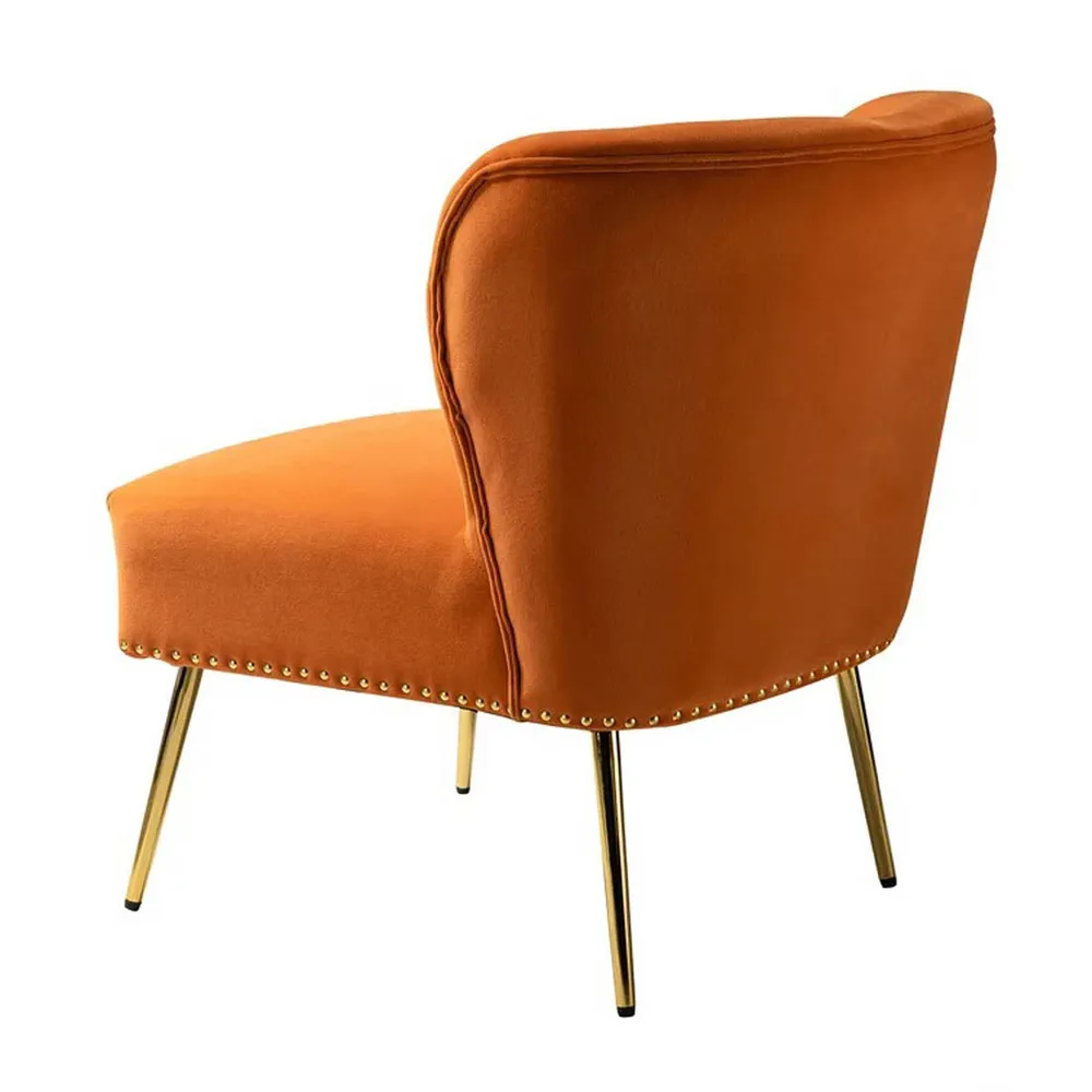 Minimalist Orange Velvet Lounge Chairs Set Of 2 Single