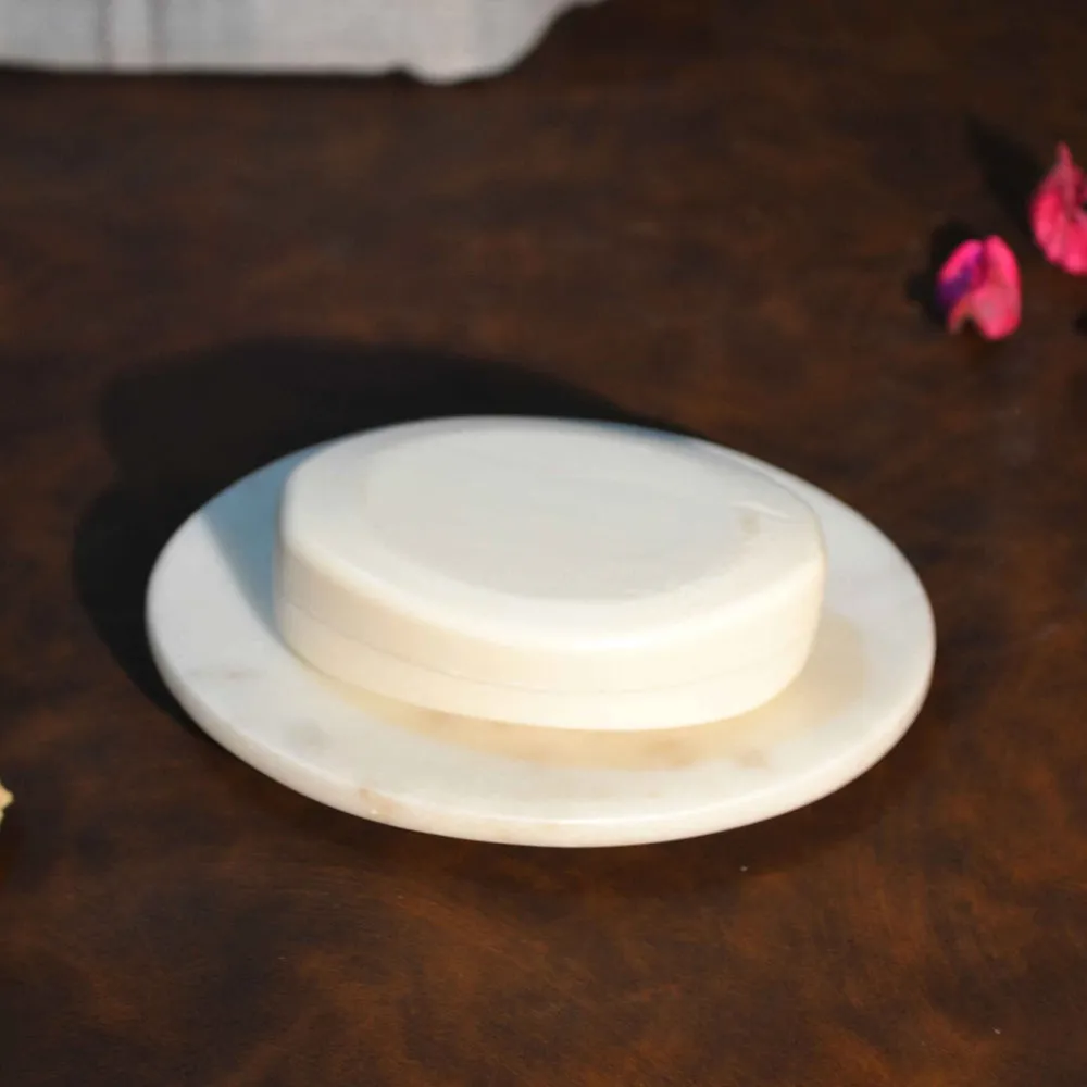 Minimalist Oval Marble Soap Holder for Bathroom