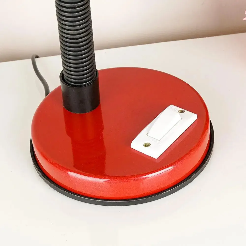 Minimalist Red & Chrome-finished Table Lamp for Study Area with Adjustable Neck