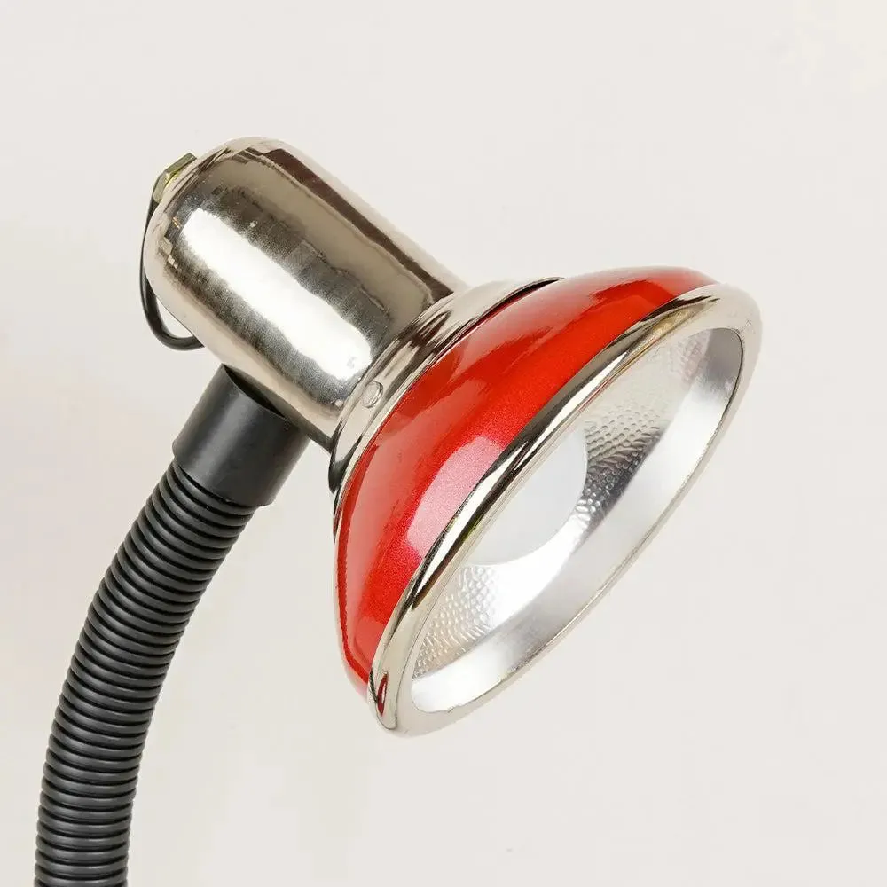 Minimalist Red & Chrome-finished Table Lamp for Study Area with Adjustable Neck