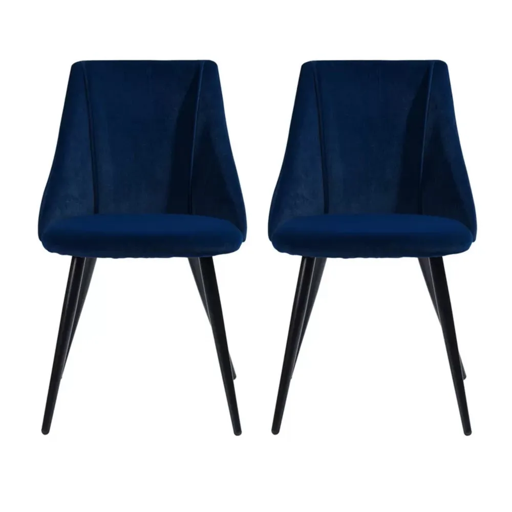 Minimalist Royal Blue Velvet Dining Chair Single Piece