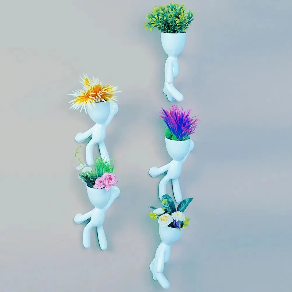 Minimalist Shape Wall Hanging planter for Wall Decor Set of 5 , White Color