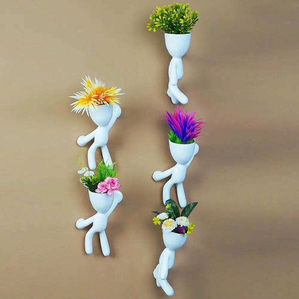 Minimalist Shape Wall Hanging planter for Wall Decor Set of 5 , White Color