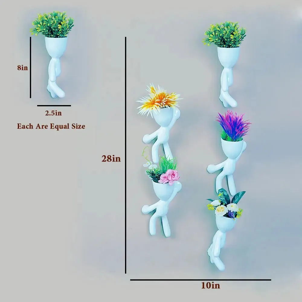 Minimalist Shape Wall Hanging planter for Wall Decor Set of 5 , White Color