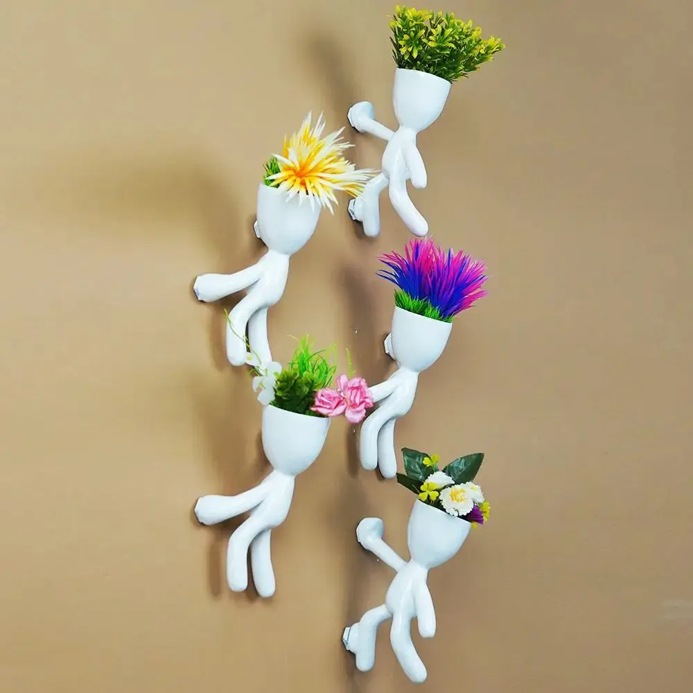 Minimalist Shape Wall Hanging planter for Wall Decor Set of 5 , White Color