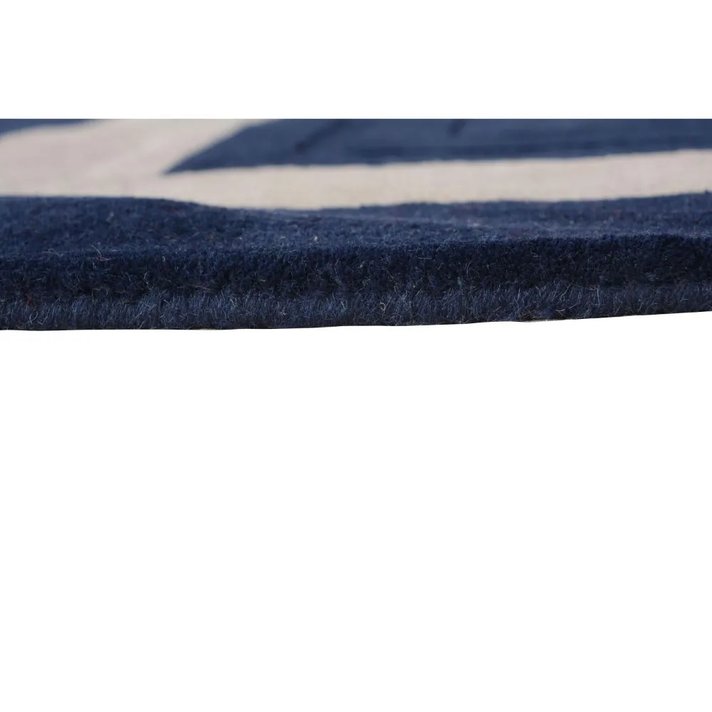 Minimalist Square Patterned Blue & Beige Tufted Area Carpet 2X5ft