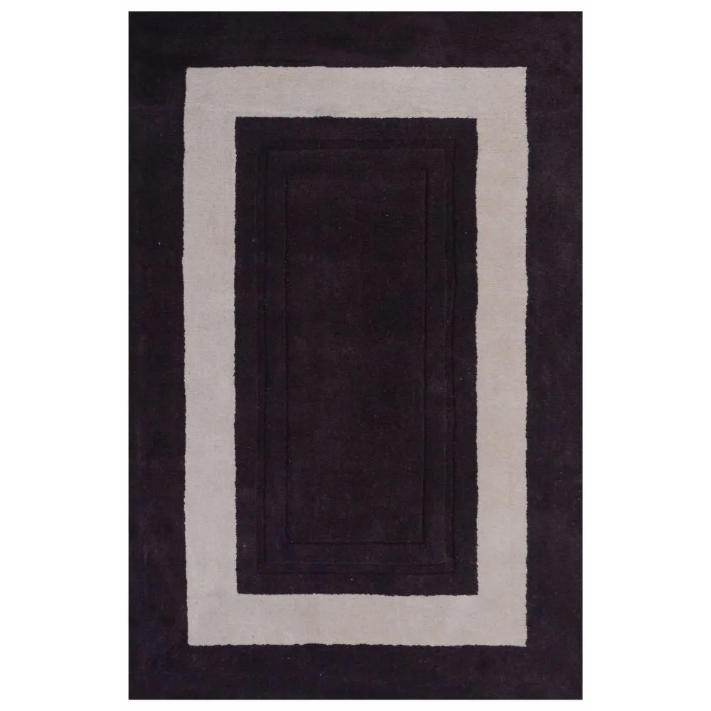 Minimalist Square Patterned Brown & Beige Tufted Area Carpet 2X5ft