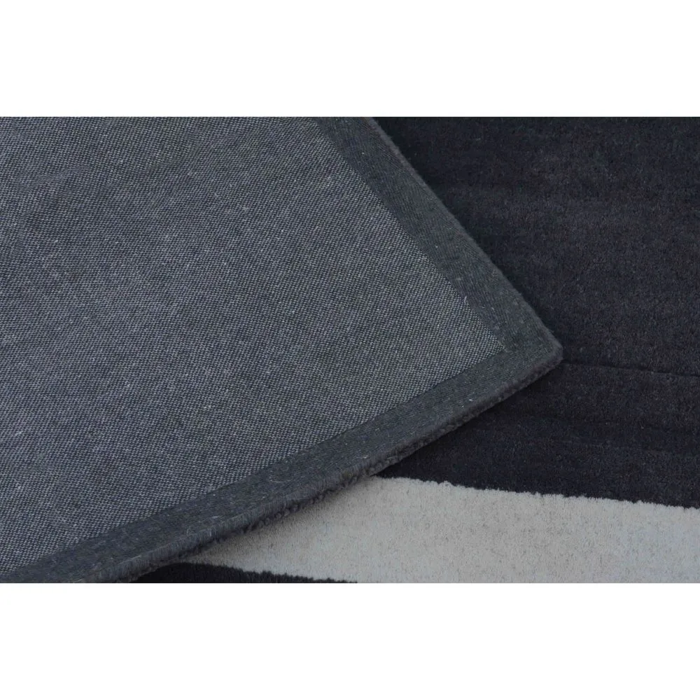 Minimalist Square Patterned Gray & White Tufted Area Carpet 2X5ft