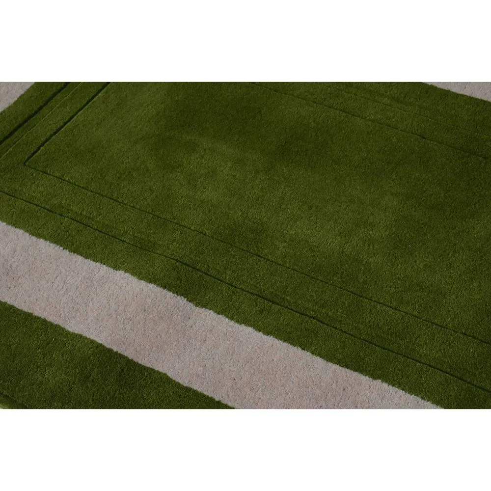 Minimalist Square Patterned Green & Beige Tufted Area Carpet 2X5ft