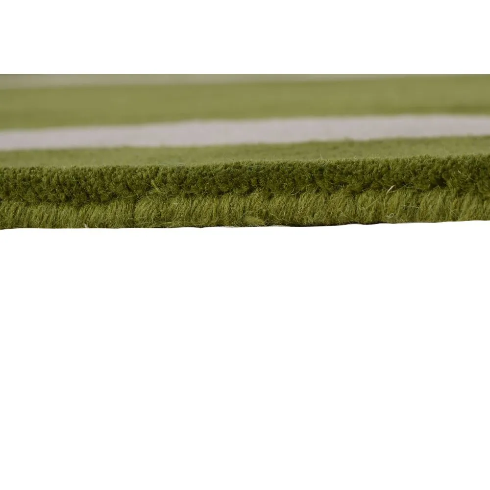 Minimalist Square Patterned Green & Beige Tufted Area Carpet 2X5ft