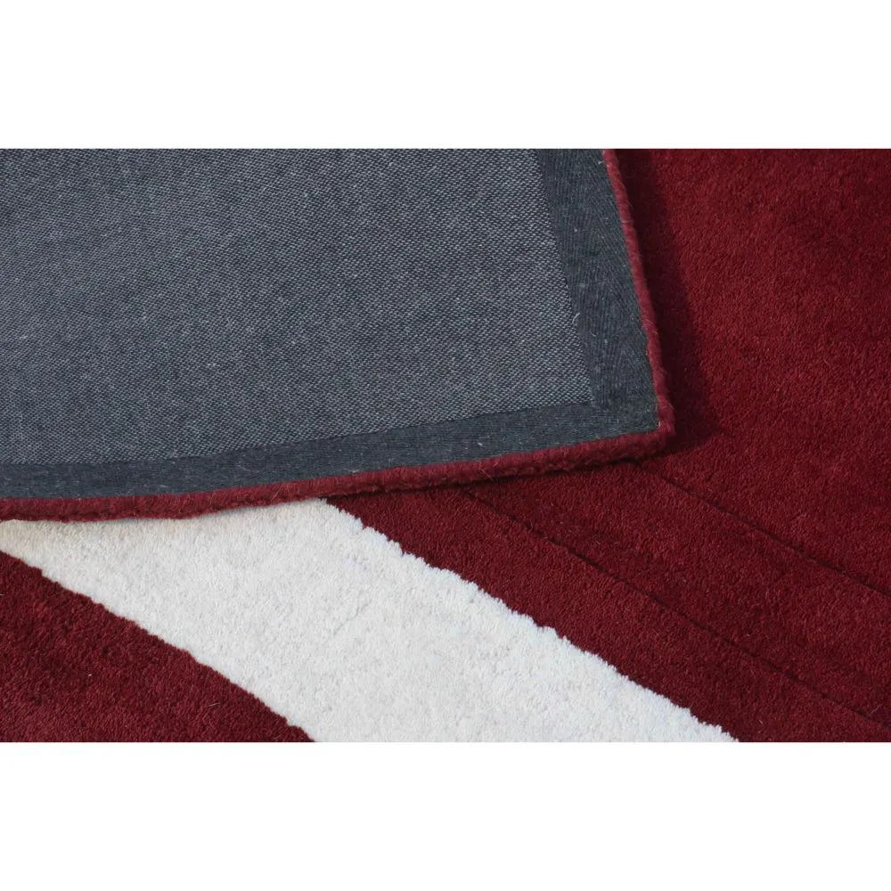 Minimalist Square Patterned Maroon & White Tufted Area Carpet 2X5ft