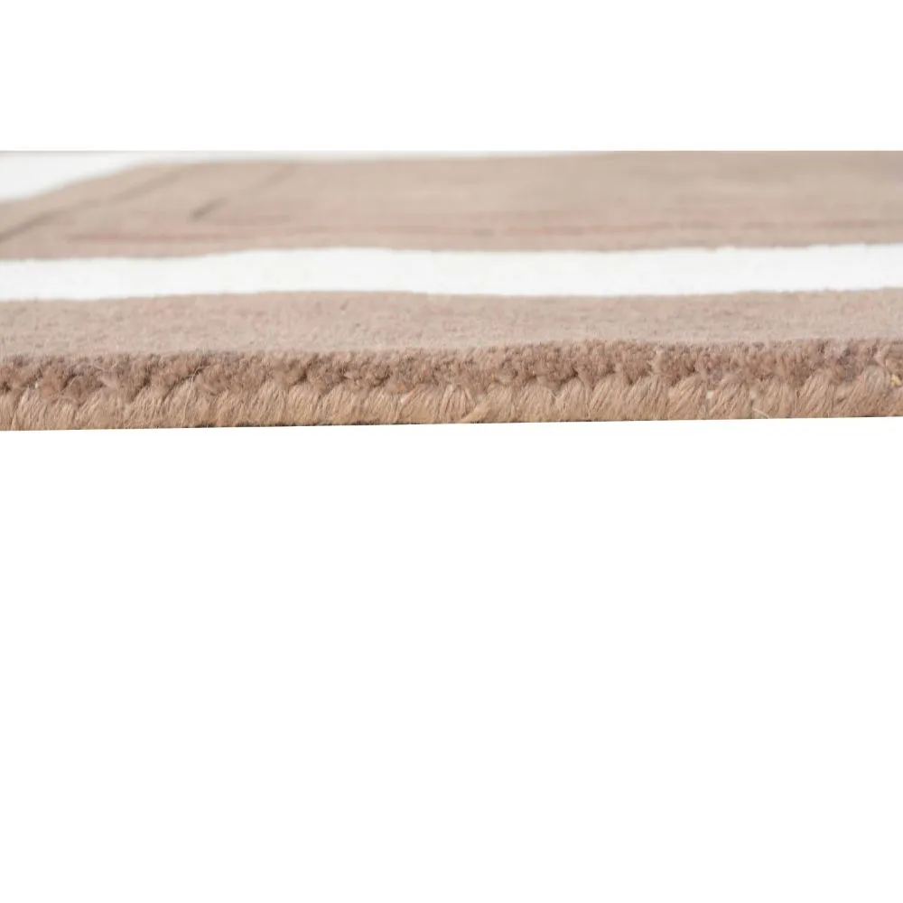 Minimalist Square Patterned Mousse & White Tufted Area Carpet 2X5ft