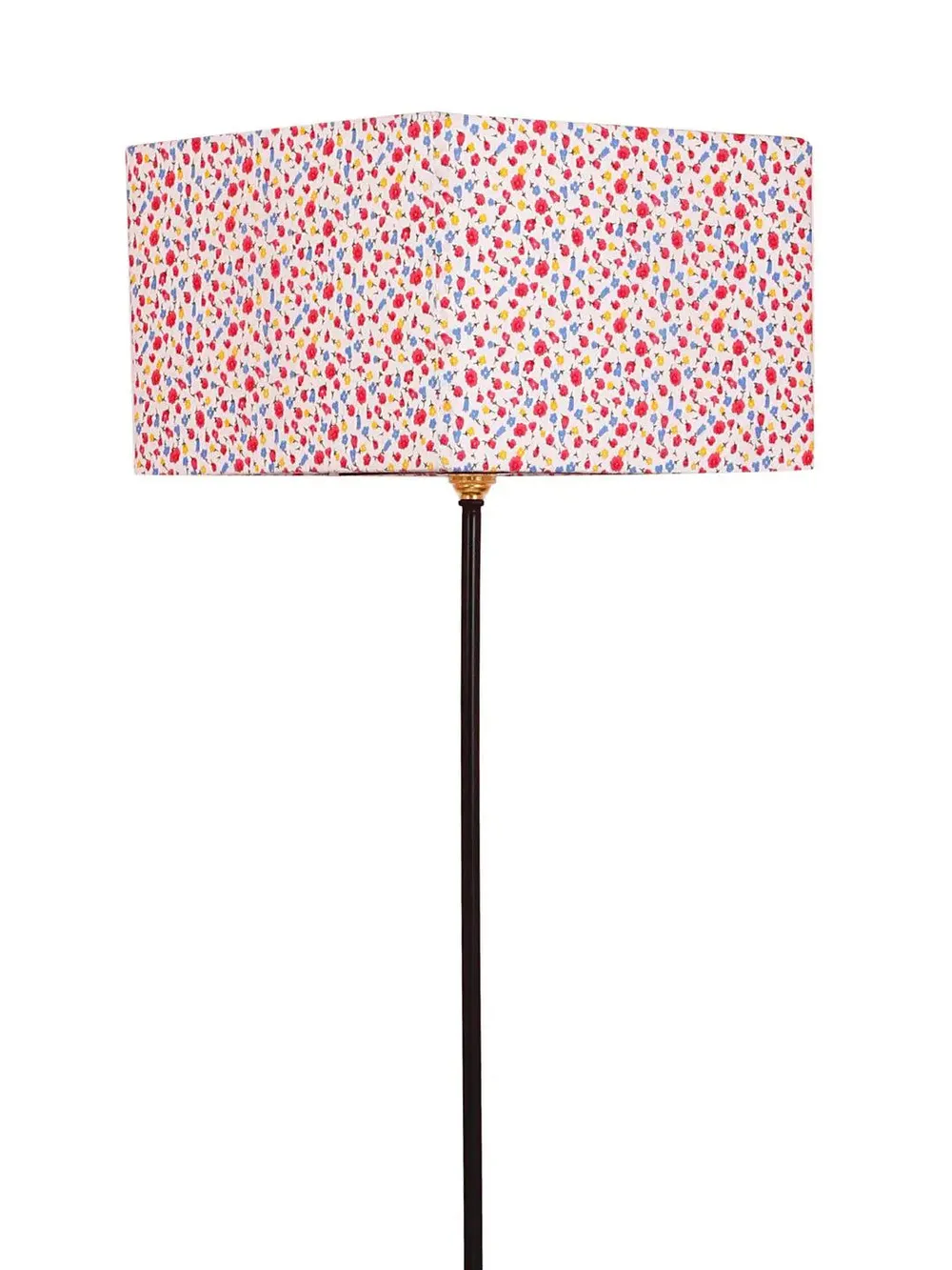 Minimalist Stick Floor Lamp With Wooden Base & Sqaure Shade White