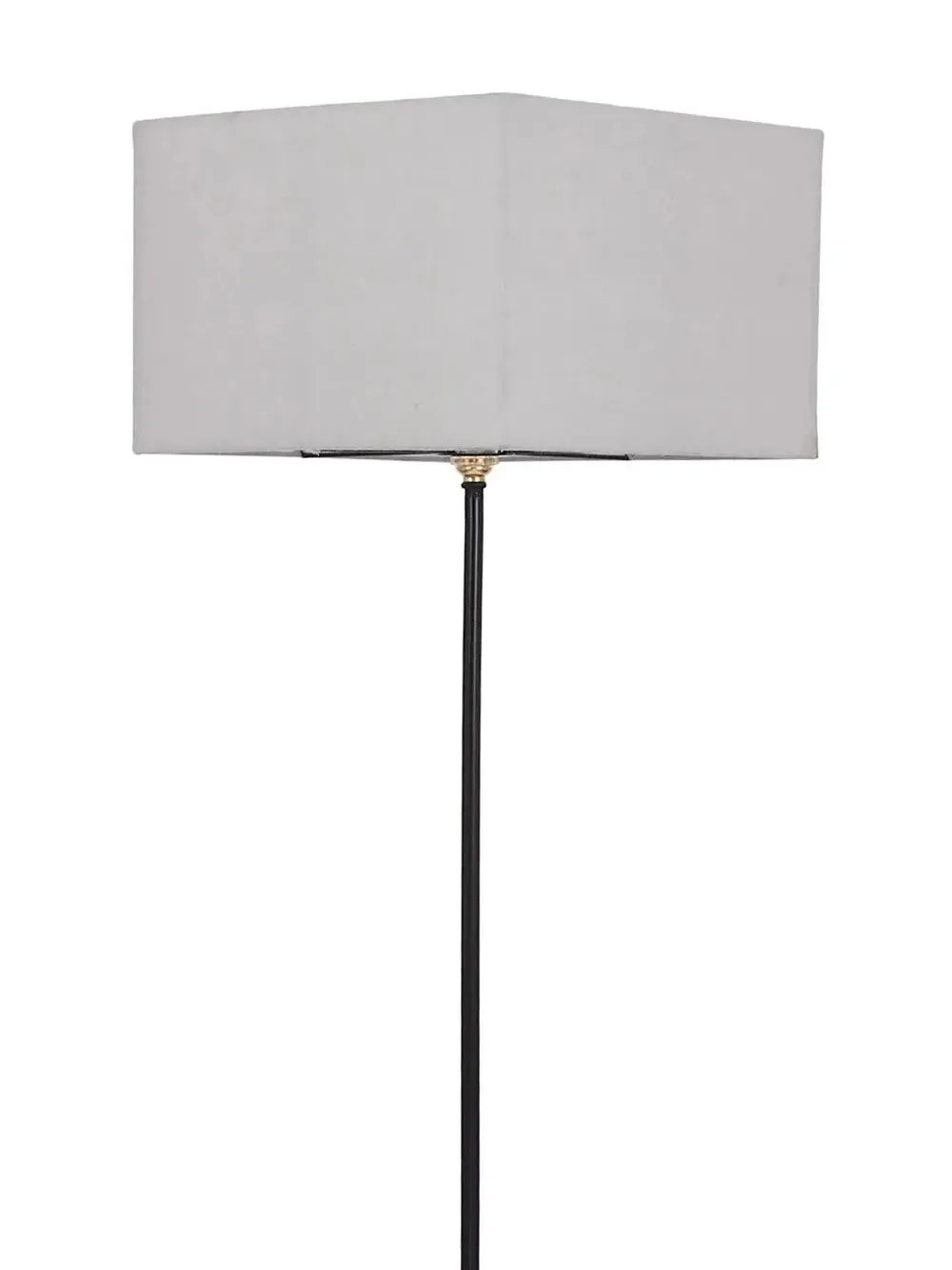 Minimalist Stick Floor Lamp With Wooden Base & Sqaure Shade White
