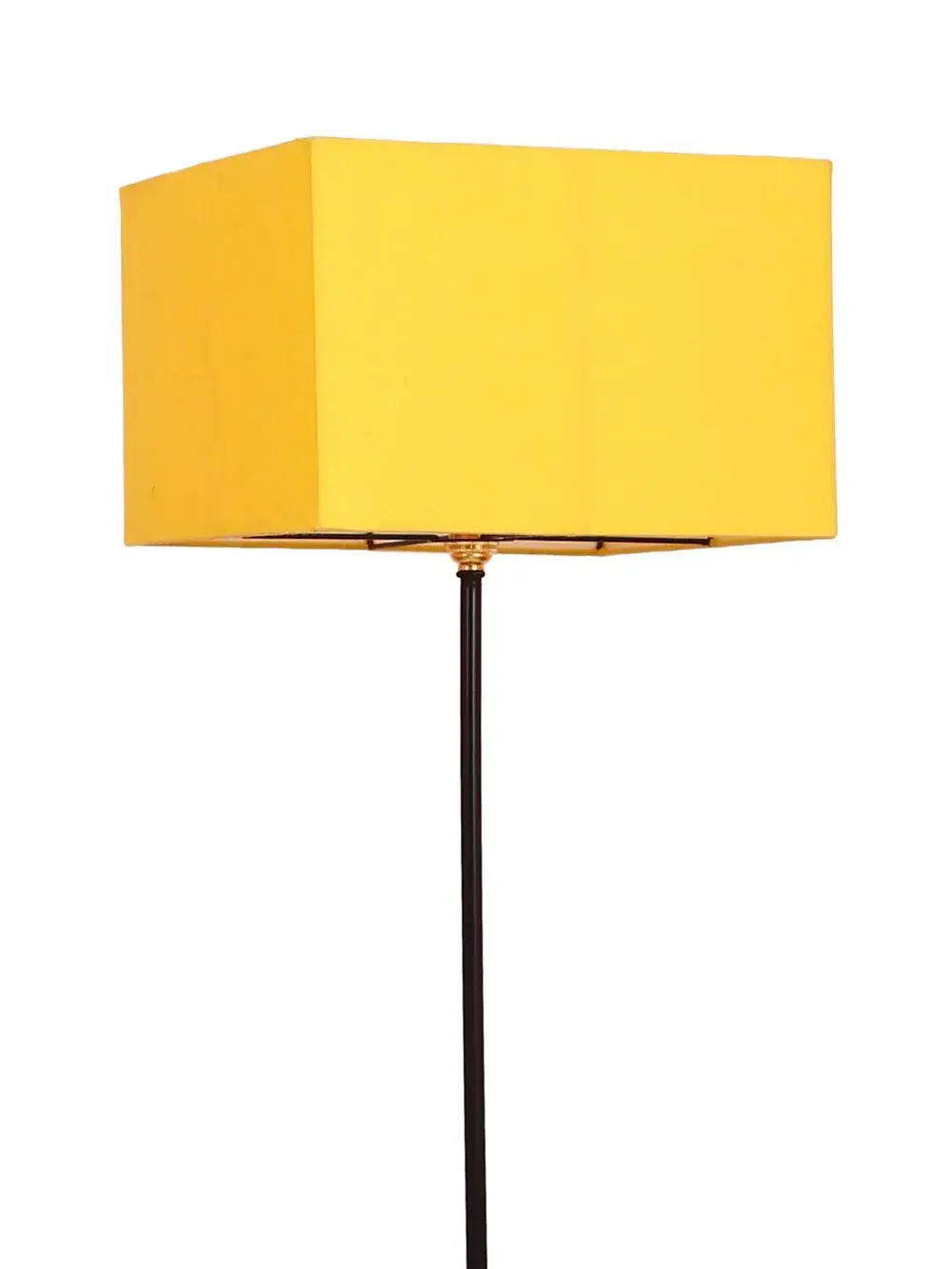 Minimalist Stick Floor Lamp With Wooden Base & Sqaure Shade White