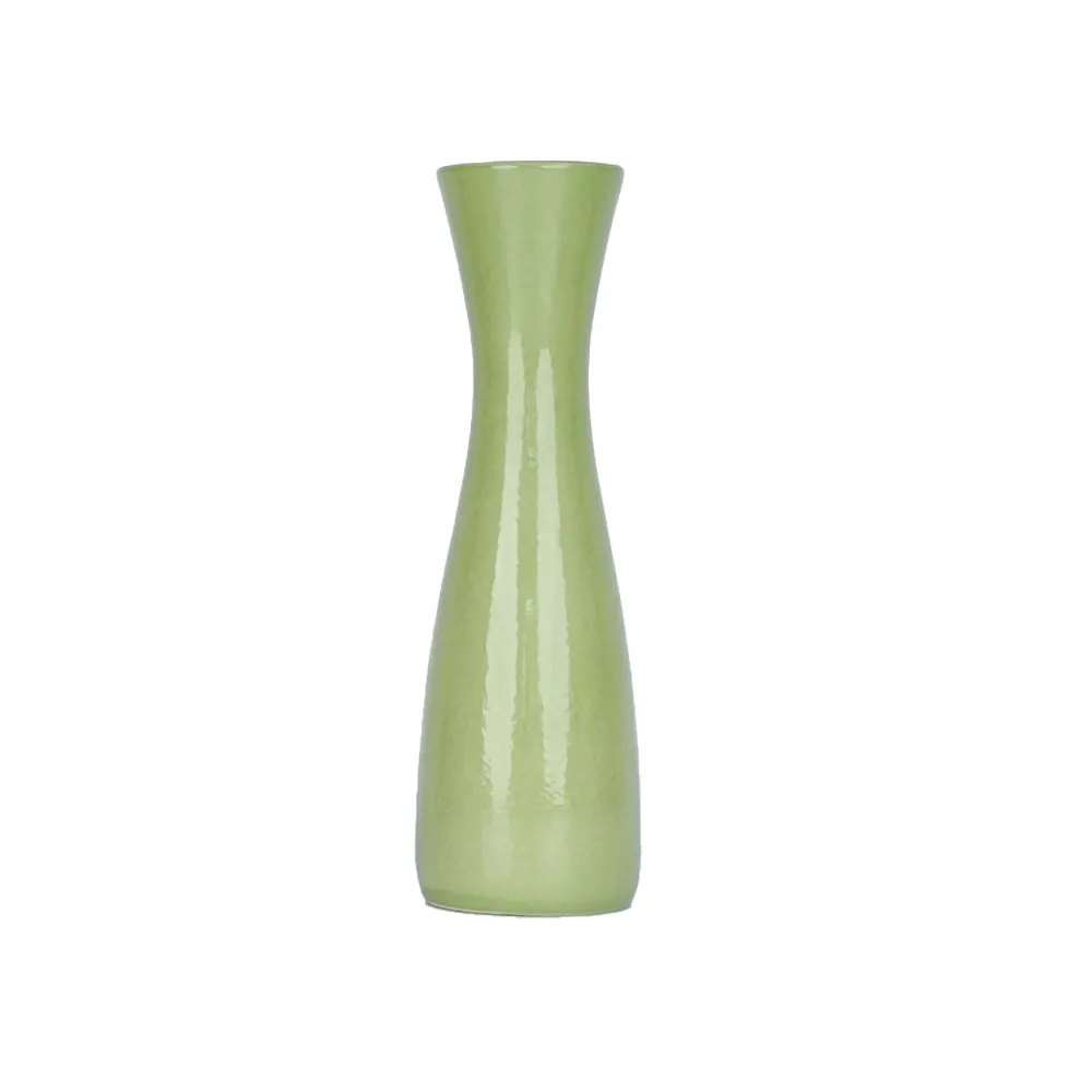 Minimalist Tapered Yellow & Green Ceramic Vases Set Of 2