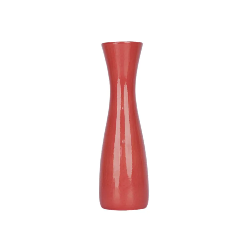 Minimalist Tapered Yellow, Green & Red Ceramic Vases Set Of 3