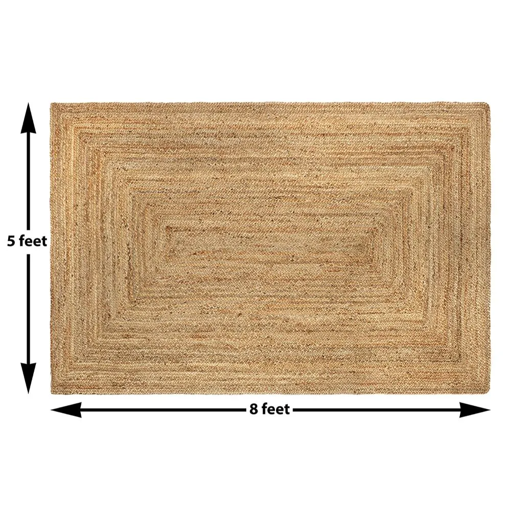 Minimalist Traditional Light Tinted Jute Floormat 5x8 feet
