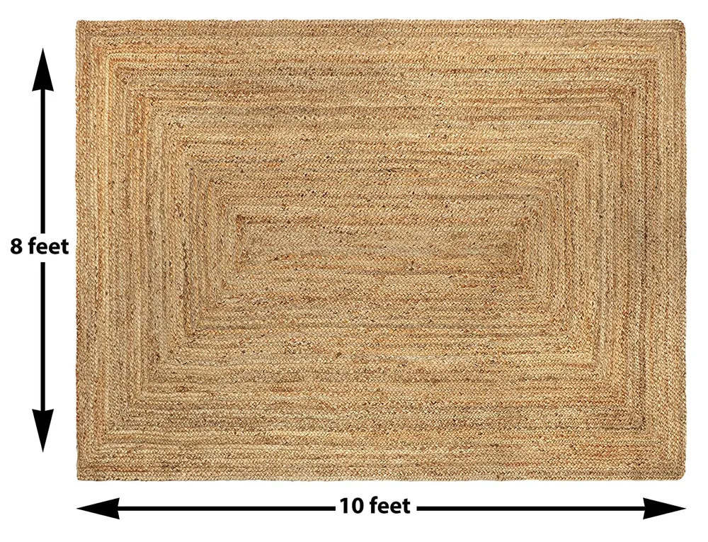 Minimalist Traditional Light Tinted Jute Floormat 5x8 feet