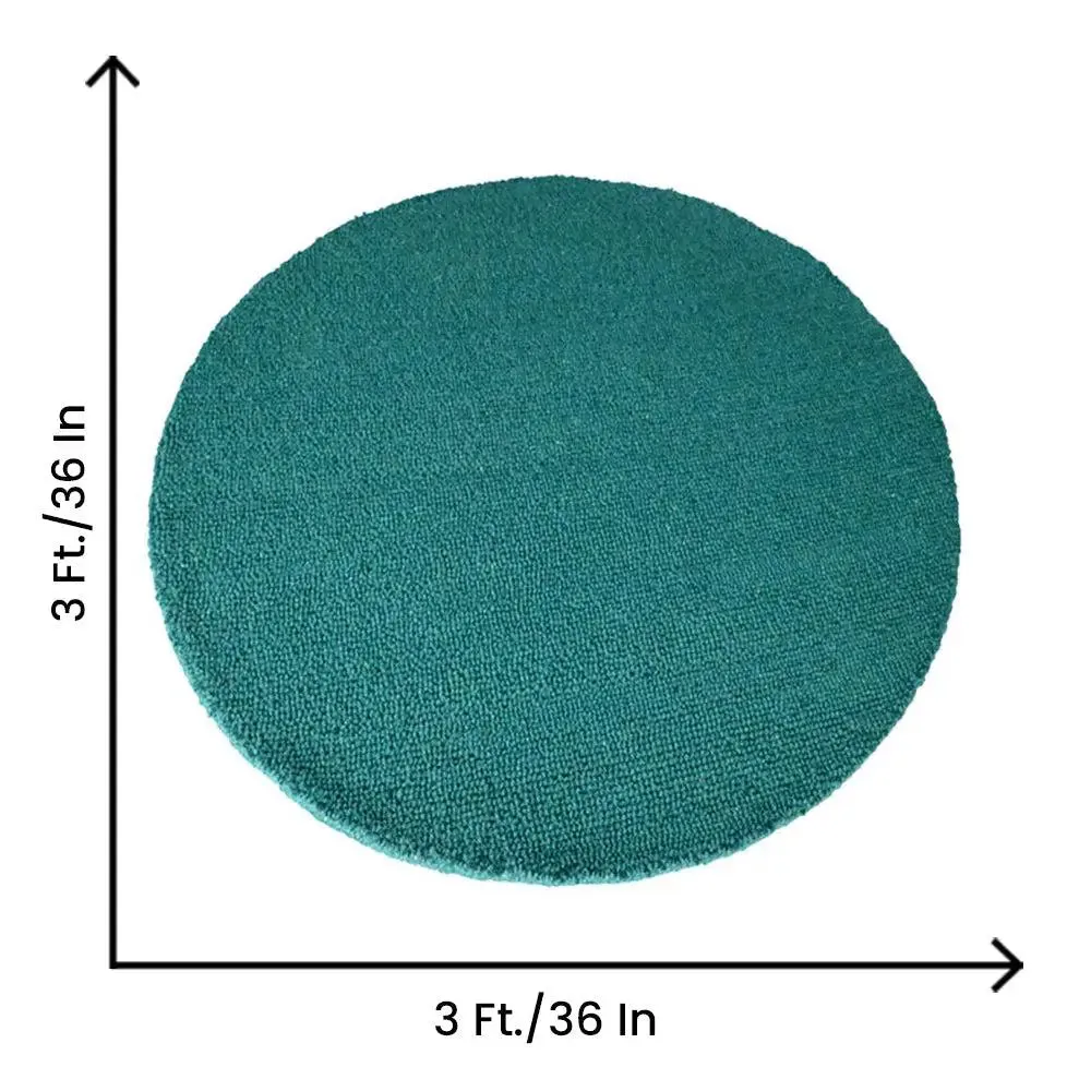 Minimalist Turquoise Woolen Carpet 3 ft