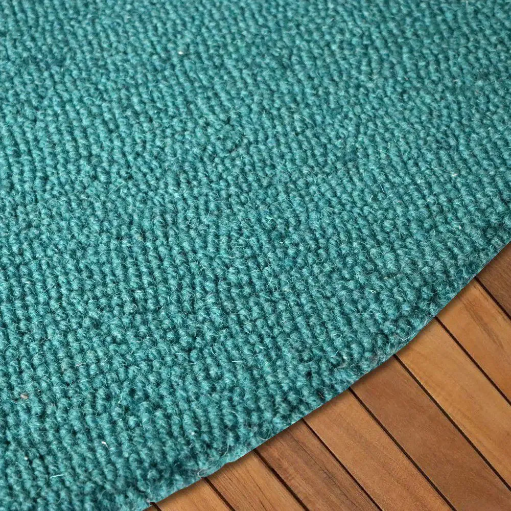 Minimalist Turquoise Woolen Carpet 3 ft