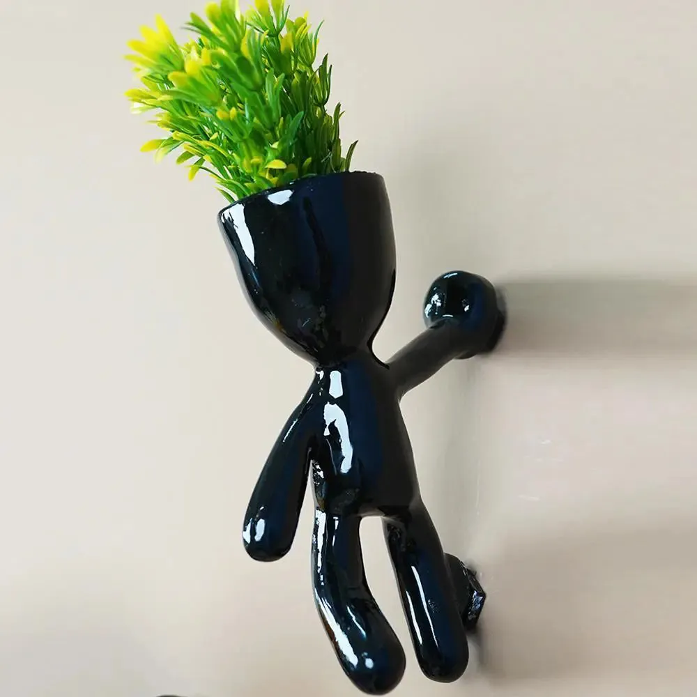 Minimalist Wall Hanging climbing planters for Wall Decor Set of 5 , Black Color