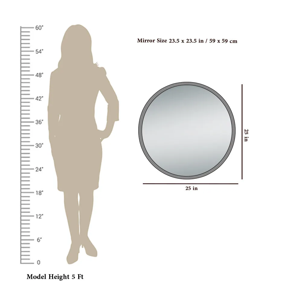 Minimalist Walnut Finish Wooden Round Wall Mirror (Available in Multiple Finishes) Brown