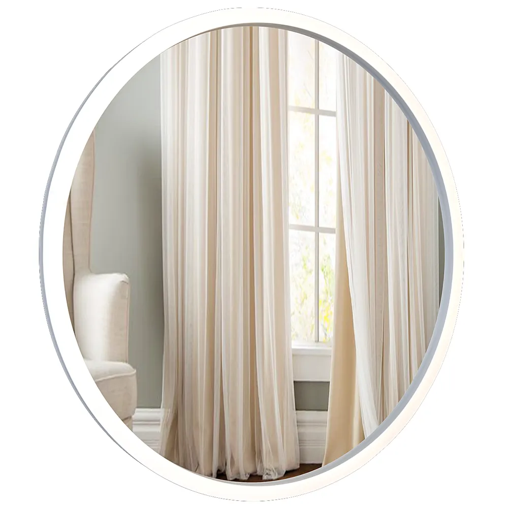 Minimalist Walnut Finish Wooden Round Wall Mirror (Available in Multiple Finishes) Brown